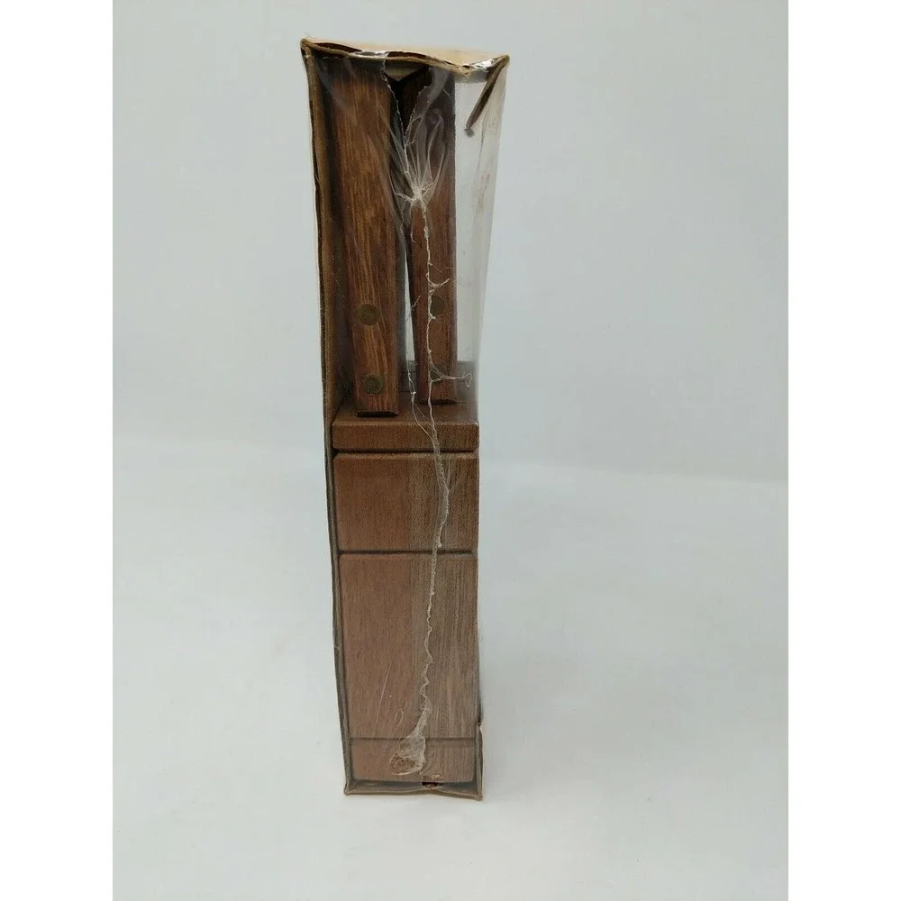 Vintage Regent & Sheffield 6 Piece Steak Knife Set w/ Genuine Mahogany Block NOS